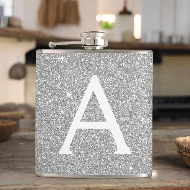 Luxury Silver Glitter och Gnistra Monogram Fickplunta (Skapare uppladdad)