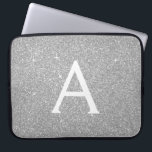Luxury Silver Glitter och Gnistra Monogram Laptop Fodral<br><div class="desc">Luxury Silver Faux Glitter och Gnistra Elegant Monogram Fodral. Fodral kan anpassas så att det omfattar ditt första och första namn.</div>