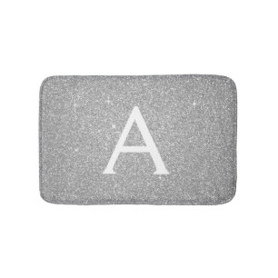 Luxury Silver Gnistra Glitter Monogram Namn Badrumsmatta