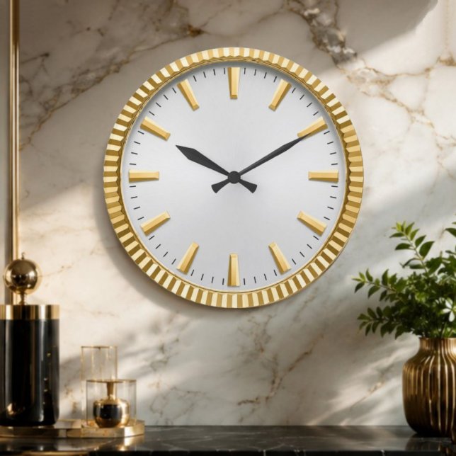 Luxury Silver & Gold Elegant Minimalist  Stor Klocka (Skapare uppladdad)