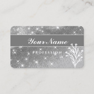 Luxury Silver Grått Glitzy Glitter Sparkling Stars Visitkort