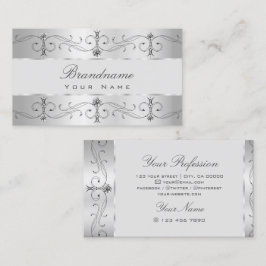 Luxury Silver Grått Ornate Gräns judar Ornamels Visitkort