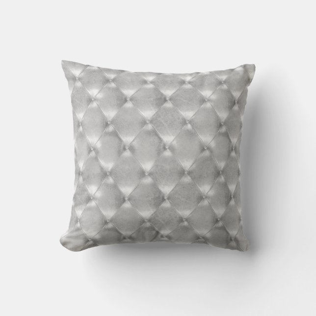 Luxury Silver Grått Tuabled Leather Opulent Glam Kudde (Framsida)