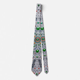Luxury Silver Kaleidoscope Tie – Gemstone Pattern  Slips