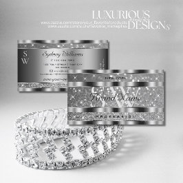 Luxury Silver Luminous Glitter Stars Initialer Chi Visitkort