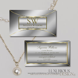 Luxury Silver Luminous Guld Decor med Monogram Visitkort