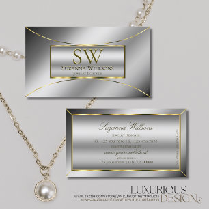 Luxury Silver Luminous Guld Decor med Monogram Visitkort