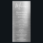 Luxury Silver Modern och Elegant bröllop Menu Meny<br><div class="desc">Luxury Silver Modern Faux Metallic Stainless Steel Foil Bröllop Menu. Den här gigantiska Bröllop-menyn kan anpassas så att den omfattar namn av menyalternativen Bride och Groom,  bröllop och bröllop. Den här menyn ingår i en matchande bröllop-samling och ytterligare matchande objekt kan begäras genom att kontakta designern.</div>