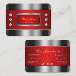Luxury Silver och Red med Shimmery Rhinestones Visitkort