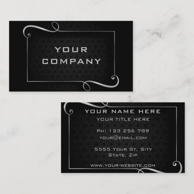 Luxury Silver Ram och Text Black Professionell Visitkort (Fram/baksida)