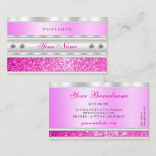 Luxury Silver Rosa Sparkling Glitter med diamanter Visitkort
