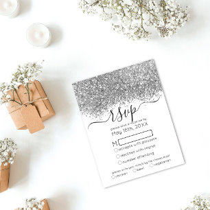 Luxury Silver White Glitter Confetti Bröllop OSA Kort