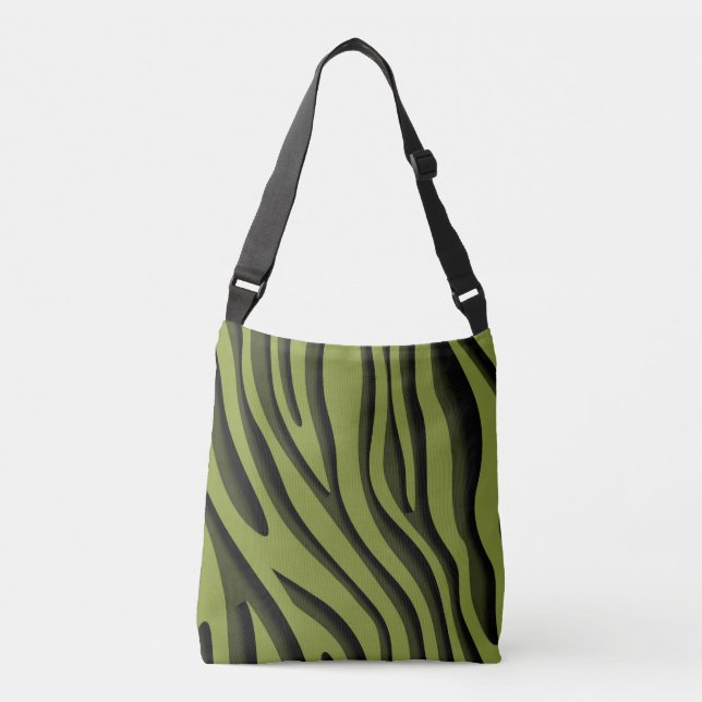 Luxury Soft Grönt 3D Zebra Wave Axelväska (Framsida)