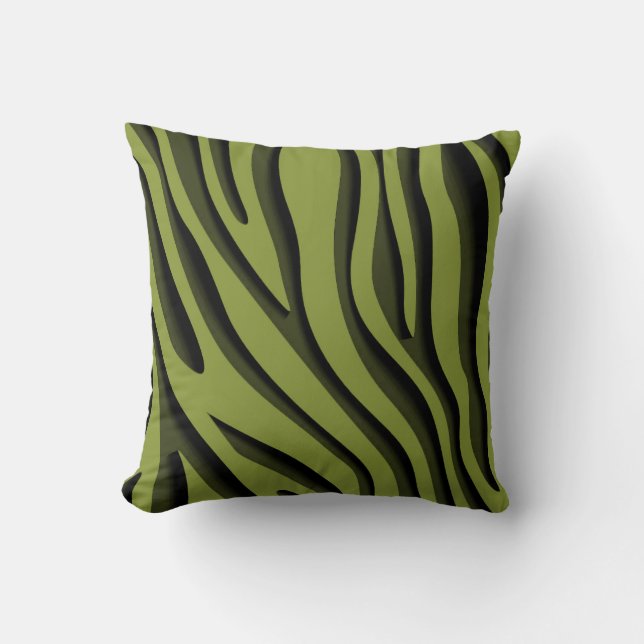 Luxury Soft Grönt 3D Zebra Wave Kudde (Framsida)