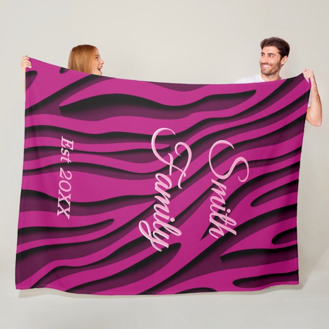 Luxury Soft Rosa 3D Zebra Wave Fleecefilt (På plats)