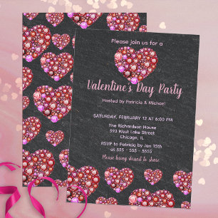 Luxury Sparkling Gemstone Hearts Valentine Day Inbjudningar