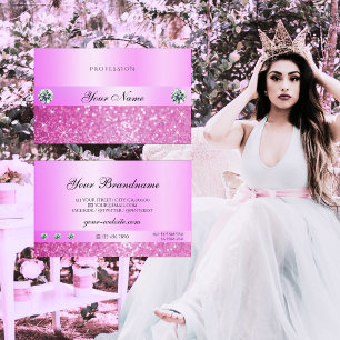 Luxury Sparkling Girly Rosa Glitter med diamanter Visitkort