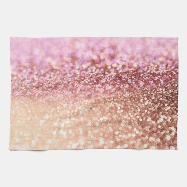Luxury Sparkling Rosa Ombre Glitter Gradient Kökshandduk (Horisontell)