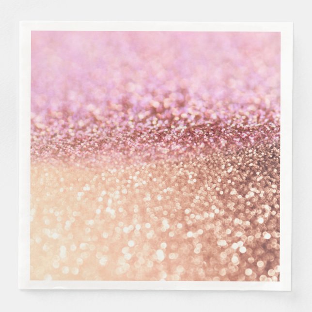 Luxury Sparkling Rosa Ombre Glitter Gradient Pappersservett (Framsida)