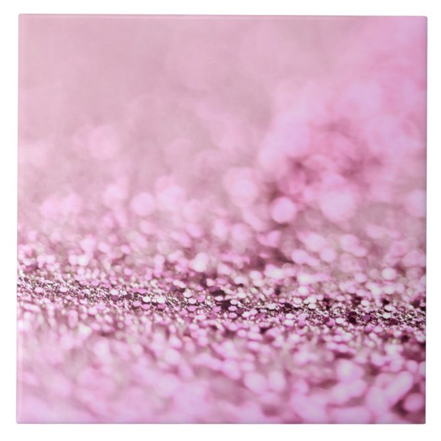 Luxury Sparkling Rosa ros Guld Glitter Kakelplatta (Framsidan)