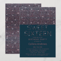 Luxury Sparkly Teal Rosa Glitter Sequins Sweet 16