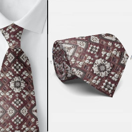 Luxury Statement Burgundy Moroccan Neck Tie Slips