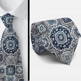 Luxury Statement Moroccan Tiled Faux Silk Neck Tie Slips