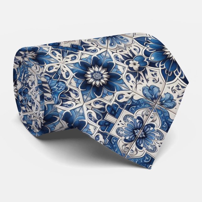 Luxury Statement Moroccan Tiled Faux Silk Neck Tie Slips (Rullad)