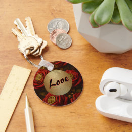 Luxury Steampunk Roses Romantic Gold Gears Nyckelring