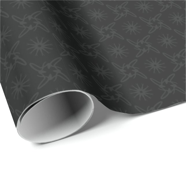 Luxury Stil Black & Grått Mönster Presentpapper (Rullad Hörn)