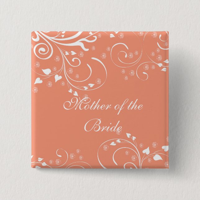 Luxury Stil Coral Flowers Swirls Button Knapp (Framsida)