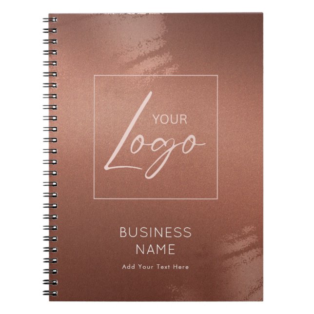 Luxury Stylish Bronze Business Name Logo Anteckningsbok (Framsidan)