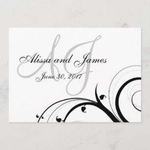 Luxury Swirl Dubbla Monogram bröllopsinbjudning Inbjudningar