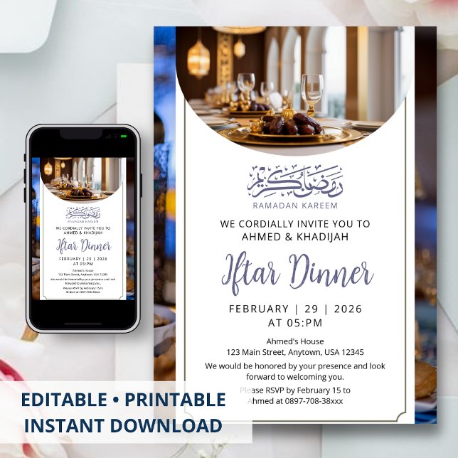 Luxury Table Setting Ramadan Iftar Invitation Inbjudningar (Skapare uppladdad)