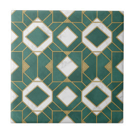 Luxury Teal and Gold Art Deco Geometric Seamless Kakelplatta