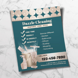 Luxury Teal Geometric Guld Circles House Städning Flygblad