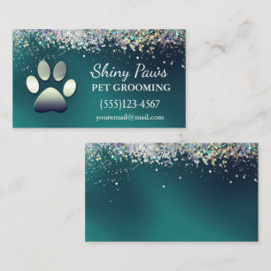 Luxury Teal Glitter Hund Tass Pet Grooming Service Visitkort