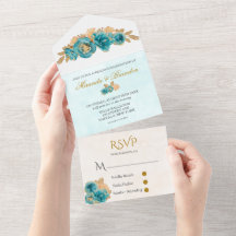 Luxury Teal och Creamy Guld Ro Bröllop