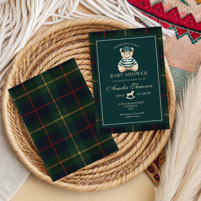 Luxury Teddy Bear baby shower Invitation Inbjudningar (Skapare uppladdad)