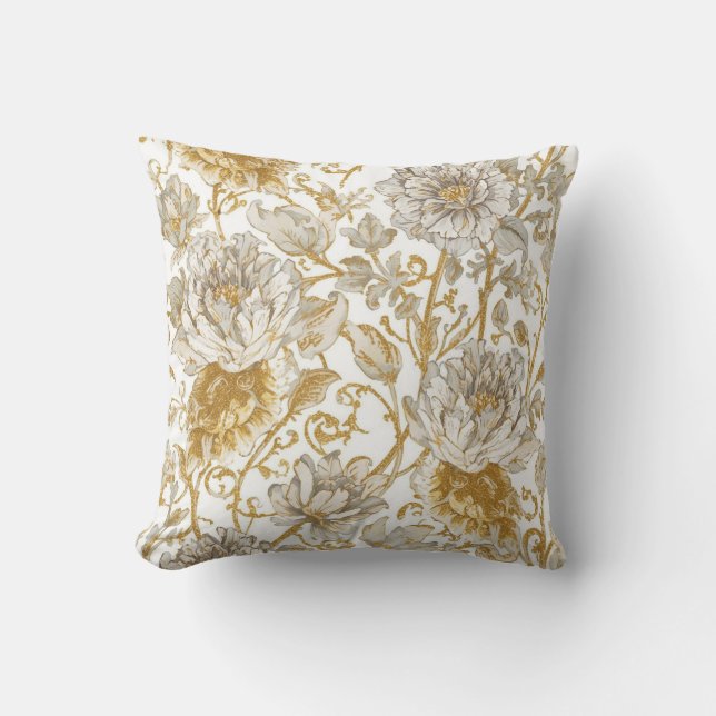 Luxury,The Beauty of Blooming Gold Flowers Patter Kudde (Framsida)