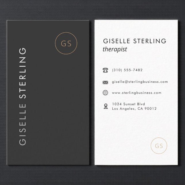Luxury Therapist Black Gold Elegant Modern Visitkort (Skapare uppladdad)