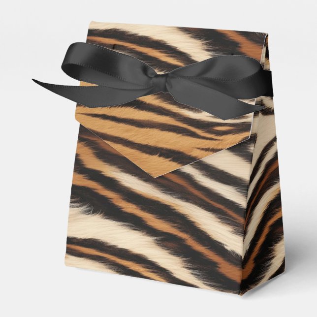 Luxury Tiger Skin Faux Fur Wild Animal Stripe Presentaskar (Framsidan Sidan)