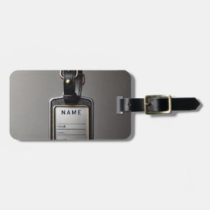 Luxury TravelTag Metallellt utseende med läderban Bagagebricka