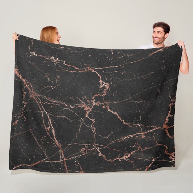 Luxury Trendig Marble Rosa Black Fleecefilt (På plats)