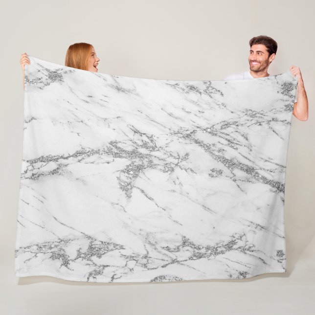 Luxury Trendig Silver Glitter Marble Fleecefilt (På plats)