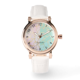 Luxury Trendy Blush Pink Soft Mint Gold Collection Armbandsur