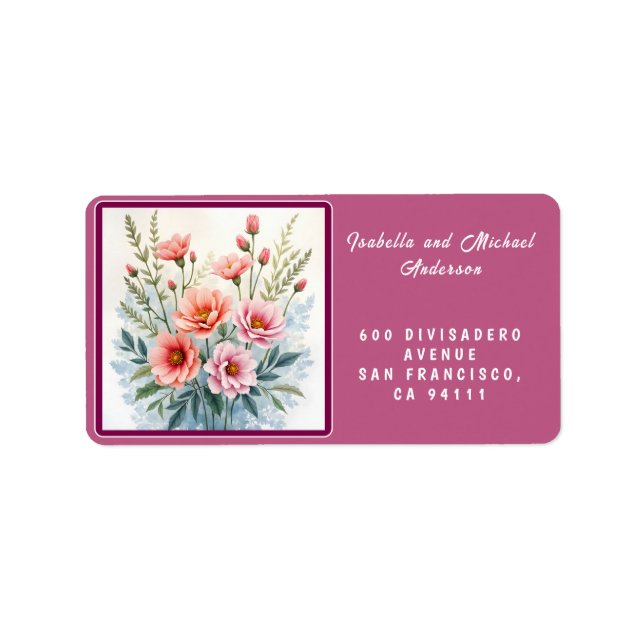 Luxury Trendy Wildflowers Beautiful Collection Adressetikett (Framsidan)