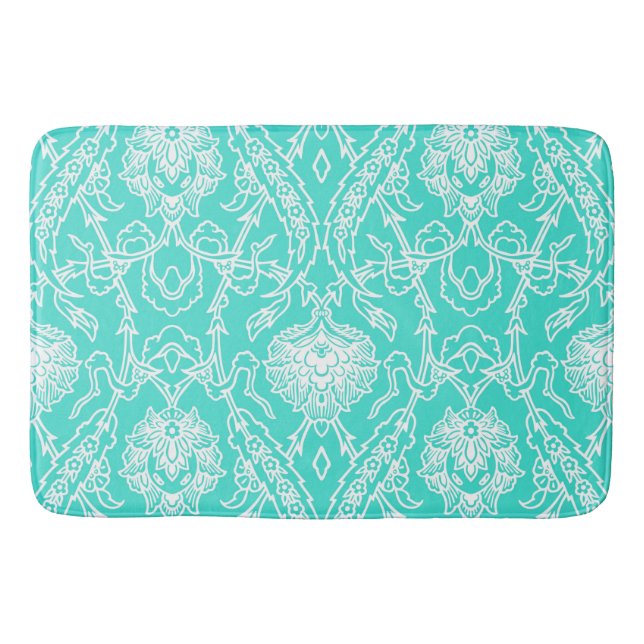 Luxury Turcos & White Damask Decorative Mönster Badrumsmatta (Framsidan)
