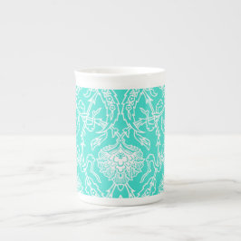 Luxury Turcos & White Damask Decorative Mönster Benporslin Mugg
