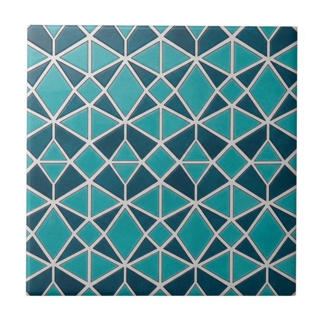 Luxury Turquoise Geometric Diamond Mosaic Tile Kakelplatta (Framsidan)